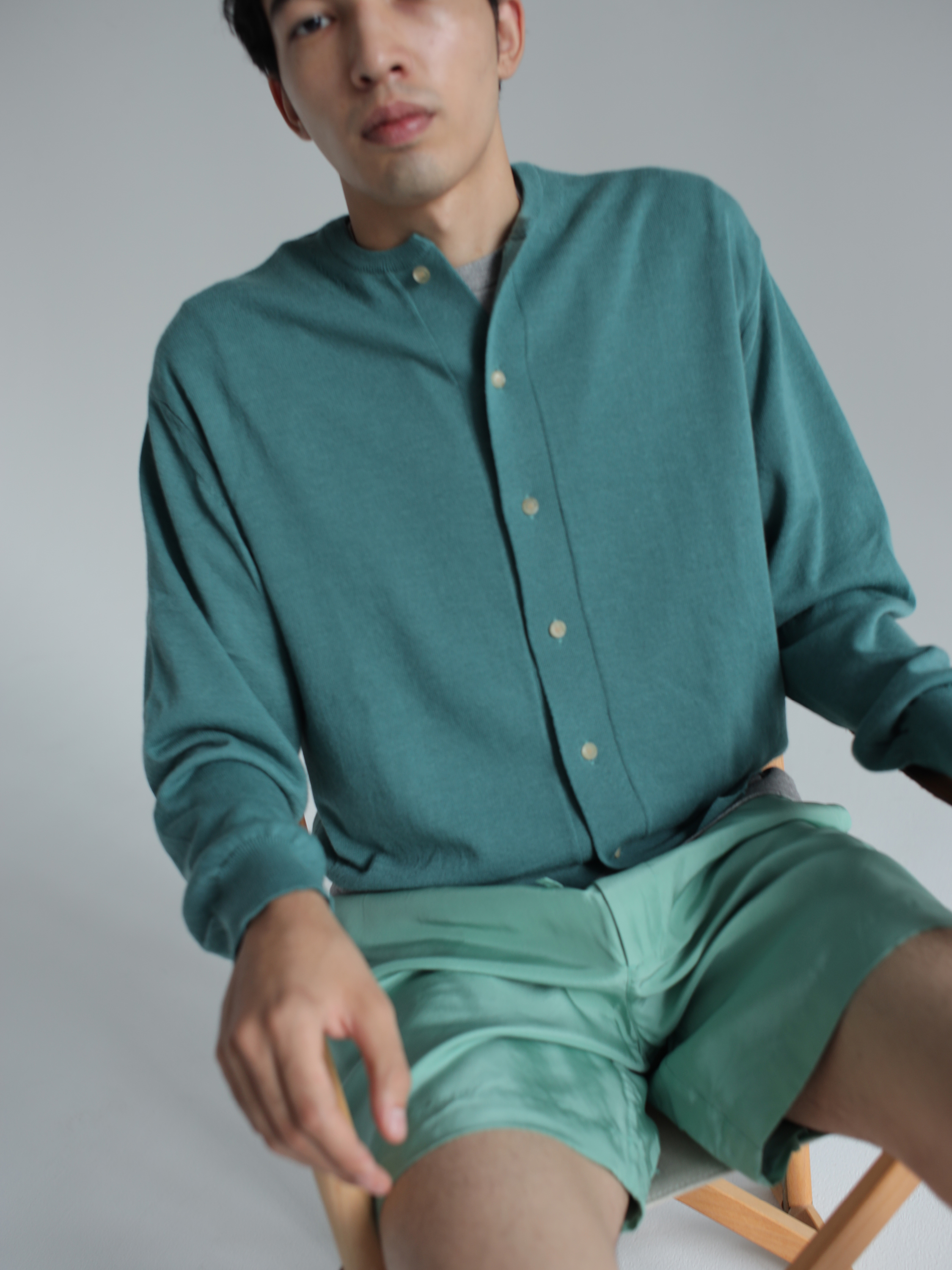 teal green cardigan
