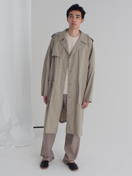 auralee wool cashmere flannel big trench coat