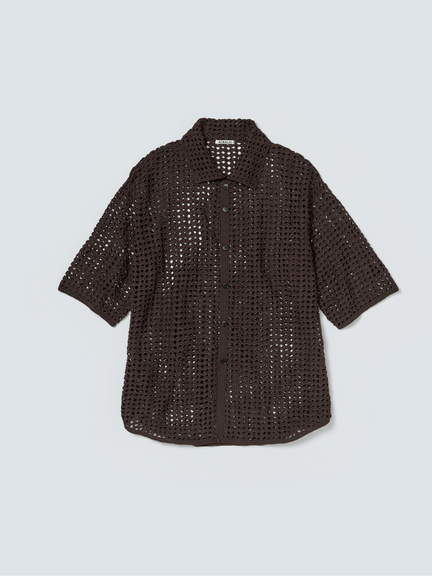 auralee HAND CROCHET COTTON KNIT SHIRTS | angeloawards.com